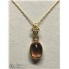 Image 1 : 32) 14KT GOLD SAPPHIRE & DIAMOND PENDANT NECKLACE