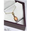 Image 3 : 32) 14KT GOLD SAPPHIRE & DIAMOND PENDANT NECKLACE