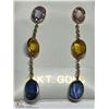 Image 1 : 34) 14KT GOLD FANCY COLOR SAPPHIRE EARRINGS