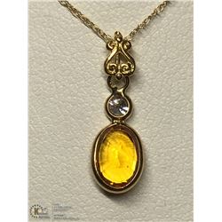 35) 14KT GOLD SAPPHIRE & DIAMOND PENDANT NECKLACE