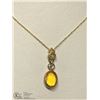 Image 2 : 35) 14KT GOLD SAPPHIRE & DIAMOND PENDANT NECKLACE