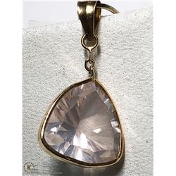 39) 14KT GOLD ROSE QUARTZ PENDANT