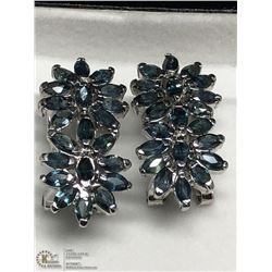 40) STERLING SILVER BLUE SAPPHIRE EARRINGS