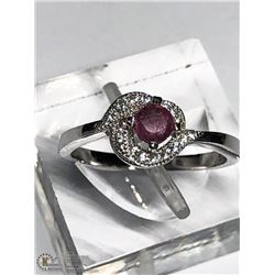 41) STERLING SILVER RUBY RING SIZE 8