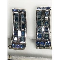 48) STERLING SILVER BLUE SAPPHIRE EARRINGS