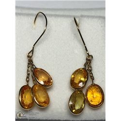 49) 14KT GOLD YELLOW SAPPHIRE EARRINGS