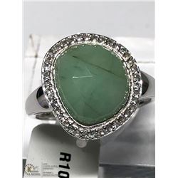 50) STERLING SILVER  EMERALD RING SIZE 7.75