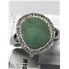 Image 1 : 50) STERLING SILVER  EMERALD RING SIZE 7.75