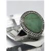 Image 2 : 50) STERLING SILVER  EMERALD RING SIZE 7.75