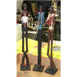 3 FOLK ART MUSICIAN FIGURES - 24" TALL