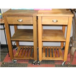 GROUP OF 2 WOOD BUTCHER BLOCK STYLE TABLES ON