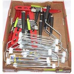 FLAT OF PAINTERS SUPPLIES: 8" ROLLERS & STIRSTICKS