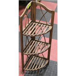 3 TIER WOOD CORNER PLANT STAND
