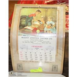 1960 MCELROY LIVESTOCK CALANDER