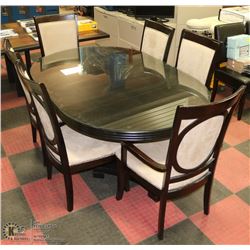 DARK WOOD SIX SEATER DINING ROOM TABLE 74X46X30