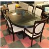 Image 1 : DARK WOOD SIX SEATER DINING ROOM TABLE 74X46X30