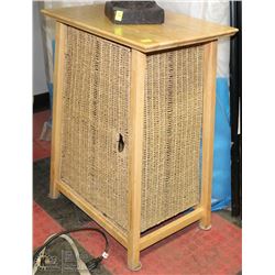 WOOD & WICKER END TABLE   20 X 14 X 28