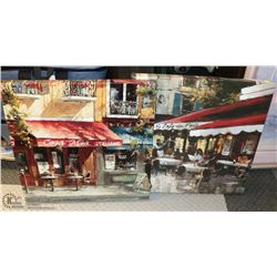 PAIR OF CAFE CANVAS PICTURES 22 X 22