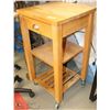 Image 1 : BUTCHER BLOCK STYLE END TABLE ON WHEELS