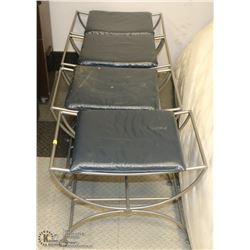 GROUP OF 4 METAL & LEATHERETTE STOOLS