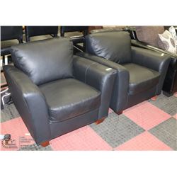 GROUP OF 2 BLACK LEATHERETTE SOFA CHAIRS
