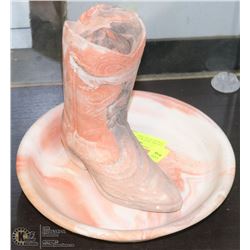 CERAMIC BOOT & PLATE MADE BY COMANCHE POTTERY