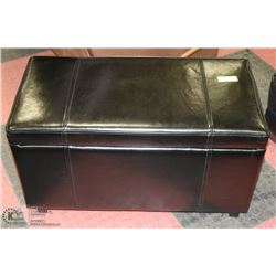BLACK LEATHERETTE STORAGE OTTOMAN 32 X 16 X 18