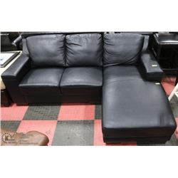 MINI BLACK LEATHERETTE CHAISE LOUNGE SECTIONAL