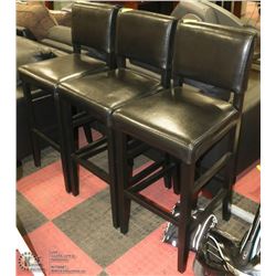 GROUP OF 3 BLACK LEATHERETTE BAR STOOLS 30"
