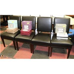 GROUP OF 4 BLACK LEATHERETTE SIDE CHAIRS