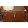 Image 1 : METAL WITH LEATHER  AND RIVETED TRAVELLER TRUNK