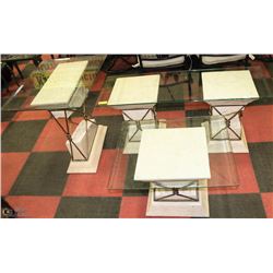 STONE & GLASS COFFEE & END TABLE SET