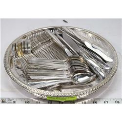 SILVER PLATED 12 PLACE SETTING UTENSILS WITH ROUND
