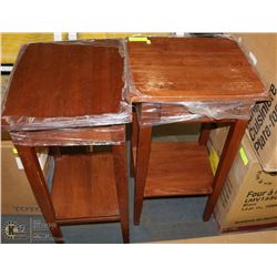 PAIR OF WOOD END TABLES.  14 X 17 X 30