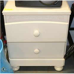 SOLID WOOD WHITE 2-DRAWER NIGHT STAND