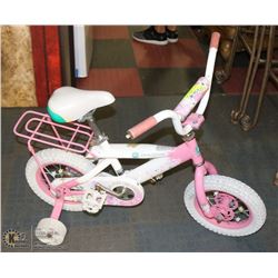 GIRL'S JOHN DEERE BICYCLE W/ TRAINING WHEELS.