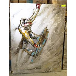 ABSTRACT SNOWBOARDER METAL ARTWORK 36 X 47