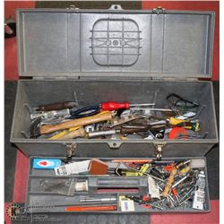 TOOL BOX WITH CONTENTS AND ATTACHMENTS.
