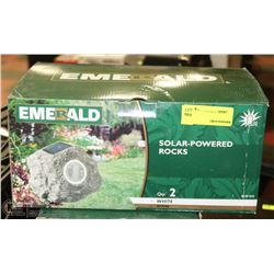 PACK OF 2 EMERALD SOLAR POWERED ROCKS