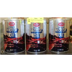 LOT OF 3 VINTAGE STP MOTOR OIL FULL CANS