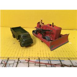DINKY CAT W/BLADE - NO TRACK & #621 3 TON ARMY WAGON