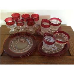 KING'S CROWN RUBY STAINED DISHES