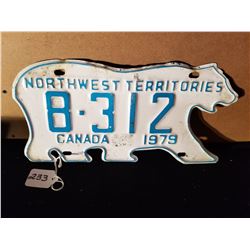 1979 NORTH WEST TERRITORIES POLAR BEAR LICENSE PLATE