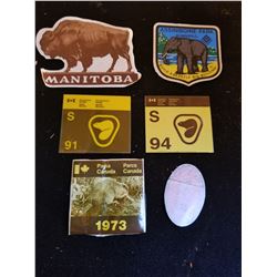 6 ASSORTED MAN. & SASK. PARK PASS DECALS