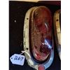 Image 2 : PAIR OF CHROME & GLASS TAIL LIGHT COVERS - GLASS IS GOOD 10"X5"