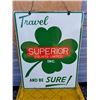 Image 1 : PORCELAIN SUPERIOR TRAVEL SIGN, DOUBLE SIDED 27X36
