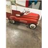 Image 1 : PEDAL CAR, MURRAY FIRE TRUCK, TIN IS IN EX. COND. RUNNING GEAR GOOD 40" L