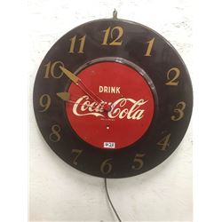 18" COCA COLA CLOCK 1950s METAL NOT RUNNING