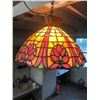 Image 4 : LEAD & STAINED GLASS HANGING LIGHT