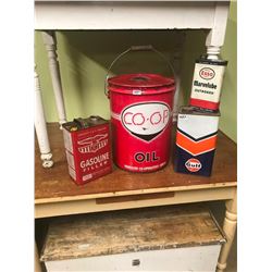 5 GAL. CO-OP PAIL & ESSO, GULF, EAGLE OIL TINS